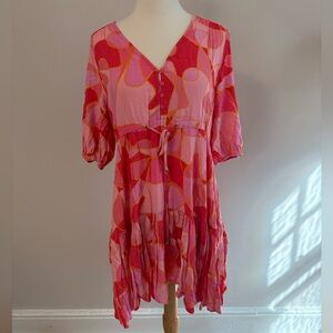 Petal + Pup Pink & Red Dress with Orange Accents Size Small